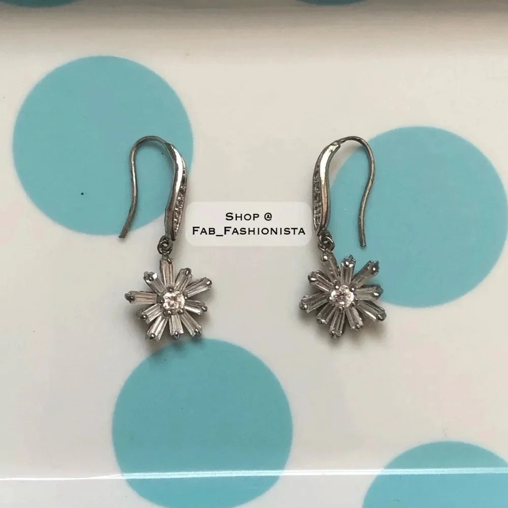 Crystal Flower Dangle Earrings - image 2